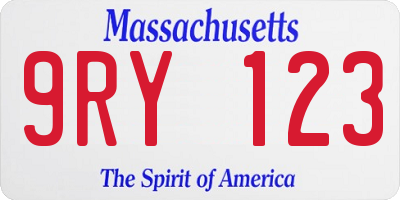 MA license plate 9RY123