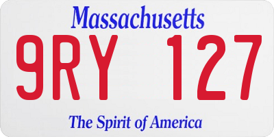 MA license plate 9RY127
