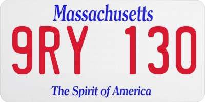 MA license plate 9RY130