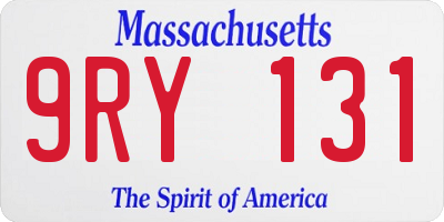 MA license plate 9RY131