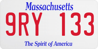 MA license plate 9RY133