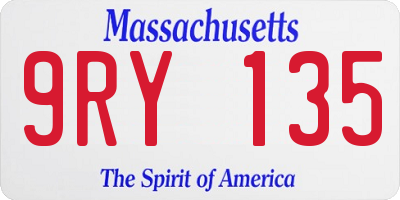 MA license plate 9RY135