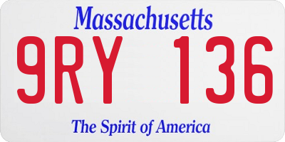 MA license plate 9RY136