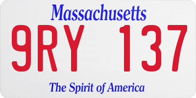MA license plate 9RY137