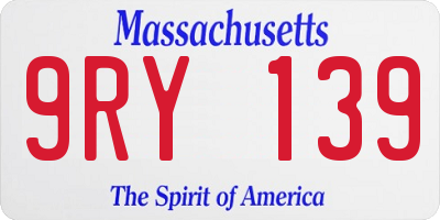 MA license plate 9RY139