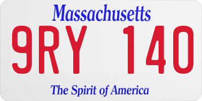 MA license plate 9RY140