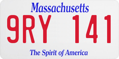 MA license plate 9RY141