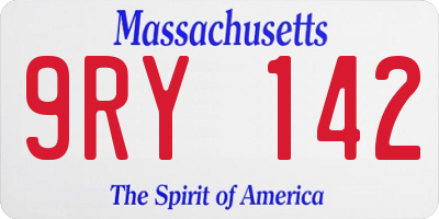 MA license plate 9RY142