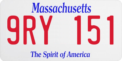 MA license plate 9RY151