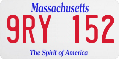 MA license plate 9RY152