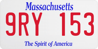 MA license plate 9RY153