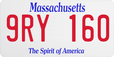 MA license plate 9RY160