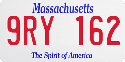 MA license plate 9RY162