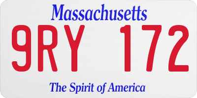 MA license plate 9RY172