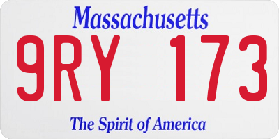 MA license plate 9RY173