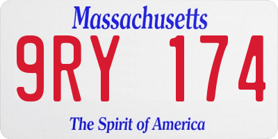 MA license plate 9RY174
