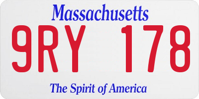 MA license plate 9RY178