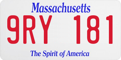 MA license plate 9RY181