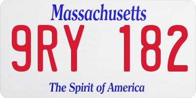 MA license plate 9RY182