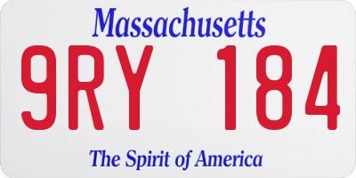 MA license plate 9RY184