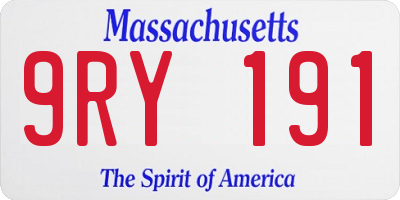 MA license plate 9RY191