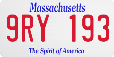 MA license plate 9RY193