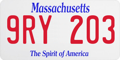 MA license plate 9RY203