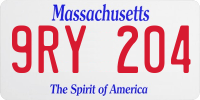 MA license plate 9RY204
