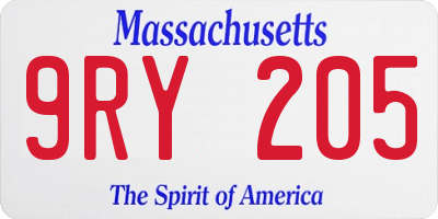 MA license plate 9RY205