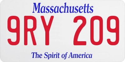 MA license plate 9RY209