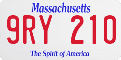 MA license plate 9RY210