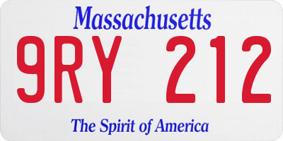 MA license plate 9RY212