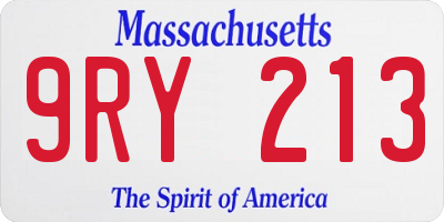 MA license plate 9RY213