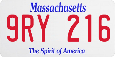 MA license plate 9RY216