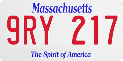 MA license plate 9RY217
