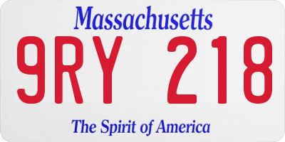 MA license plate 9RY218