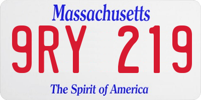 MA license plate 9RY219