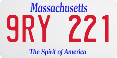 MA license plate 9RY221