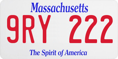 MA license plate 9RY222