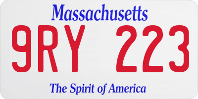 MA license plate 9RY223