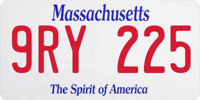 MA license plate 9RY225