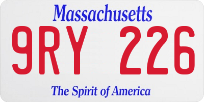 MA license plate 9RY226