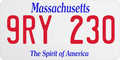 MA license plate 9RY230