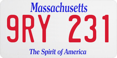MA license plate 9RY231