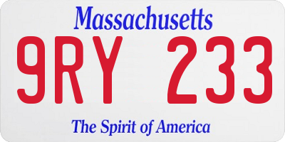 MA license plate 9RY233