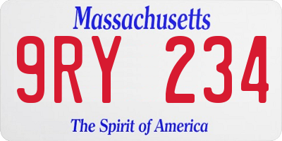MA license plate 9RY234