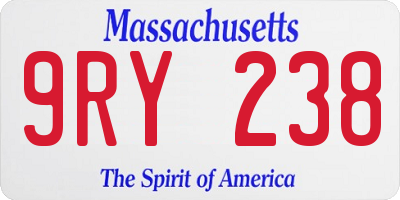MA license plate 9RY238