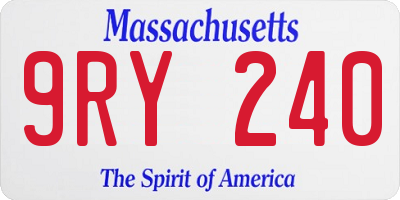 MA license plate 9RY240