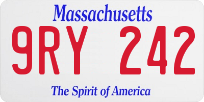 MA license plate 9RY242