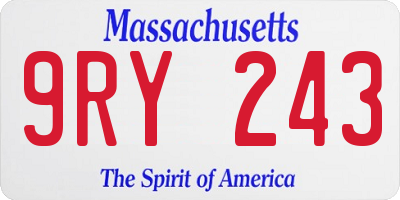 MA license plate 9RY243